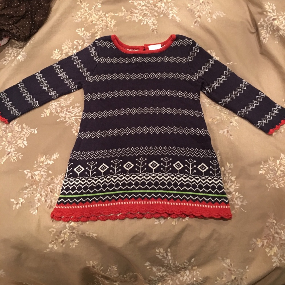 Hanna Andersson sz 70 Girls sweater dress detailed